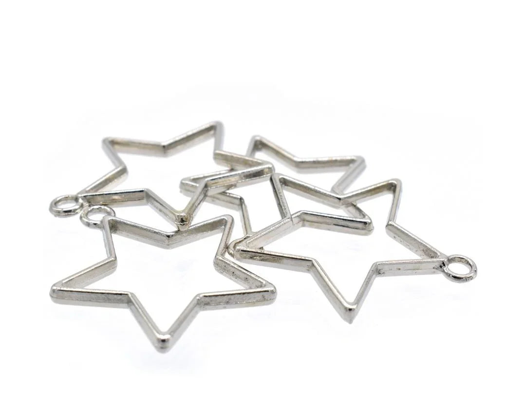 Diy Metal Imitation 4Pcs Silver Star JRDA10