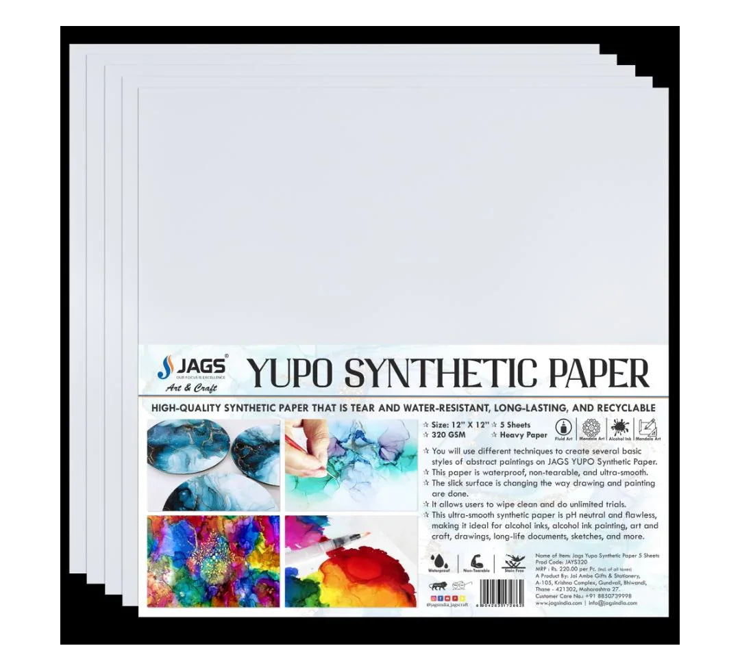 Jags Yupo Synthetic Paper 5 Sheets 320Gsm 12X12 Inch JAYS320