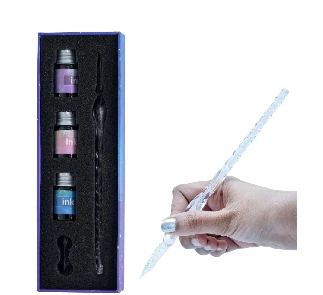 Crystal Fountain Pen Gift Box With 3 Pcs Ink JB19-D