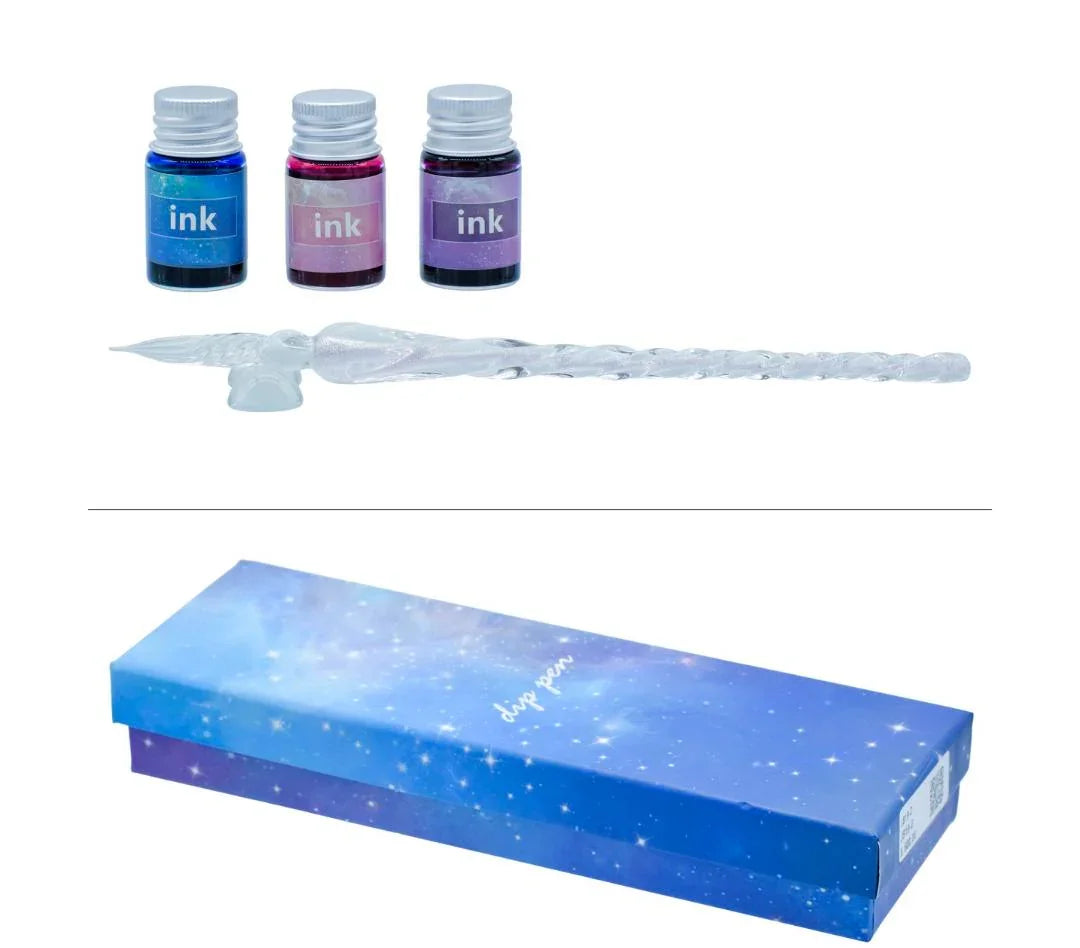 Crystal Fountain Pen Gift Box With 3 Pcs Ink JB19-D
