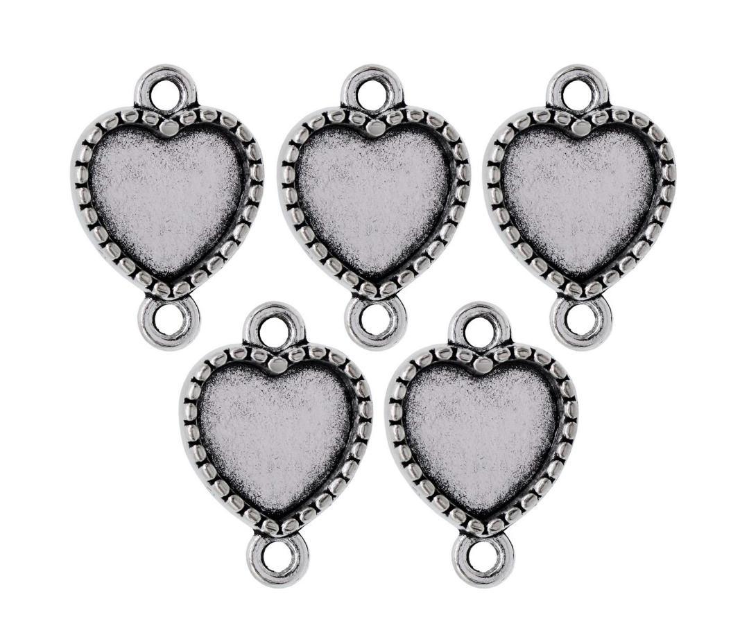 Metal Craft Fitting 5 Pics Heart Double Hole MC-1041