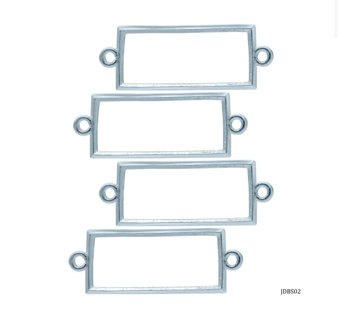 Jags Diy Bracelet Bezel 4Pcs Silver Rectangle JDBS02