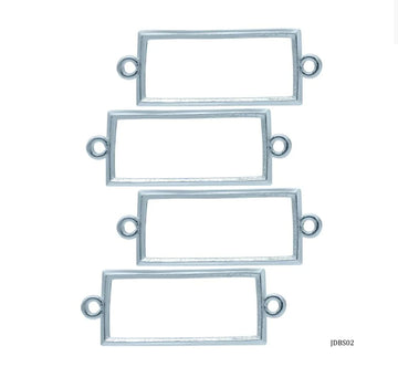 Jags Diy Bracelet Bezel 4Pcs Silver Rectangle JDBS02