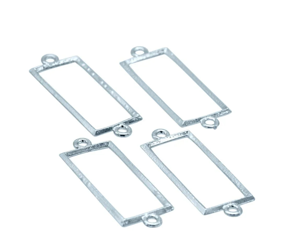 Jags Diy Bracelet Bezel 4Pcs Silver Rectangle JDBS02