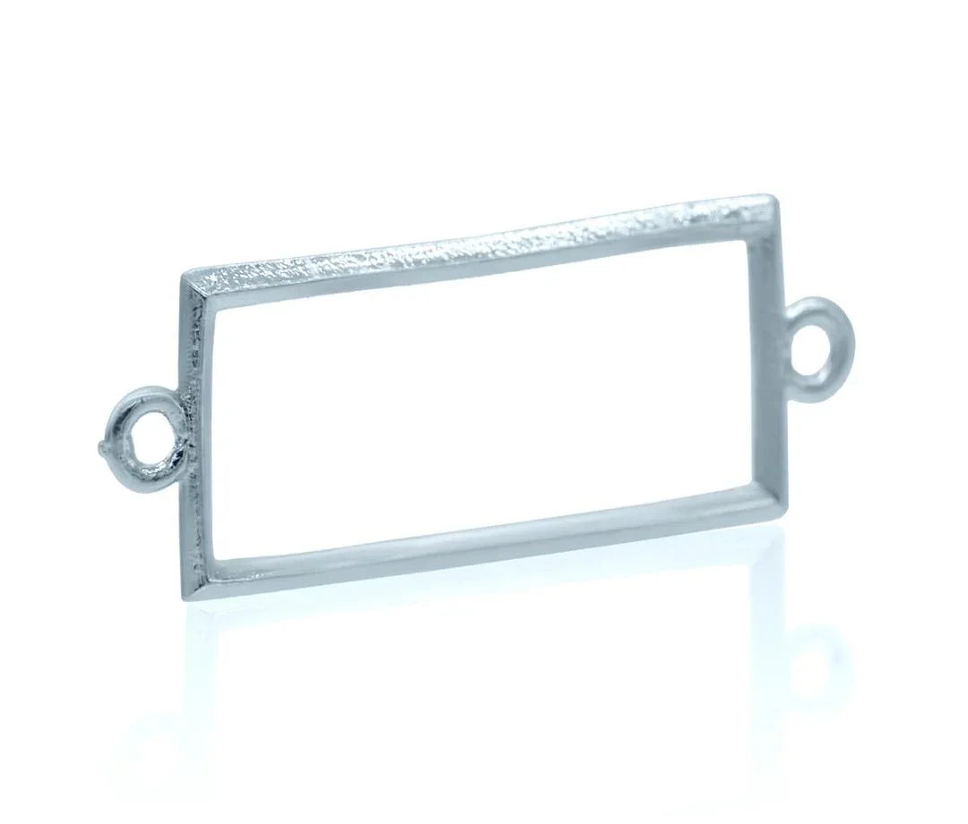 Jags Diy Bracelet Bezel 4Pcs Silver Rectangle JDBS02