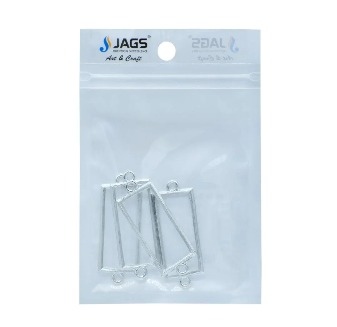 Jags Diy Bracelet Bezel 4Pcs Silver Rectangle JDBS02