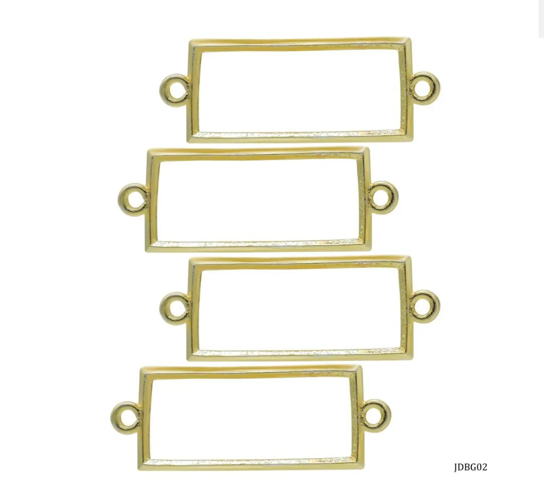 Jags Diy Bracelet Bezel 4Pcs Gold Rectangle JDBG02