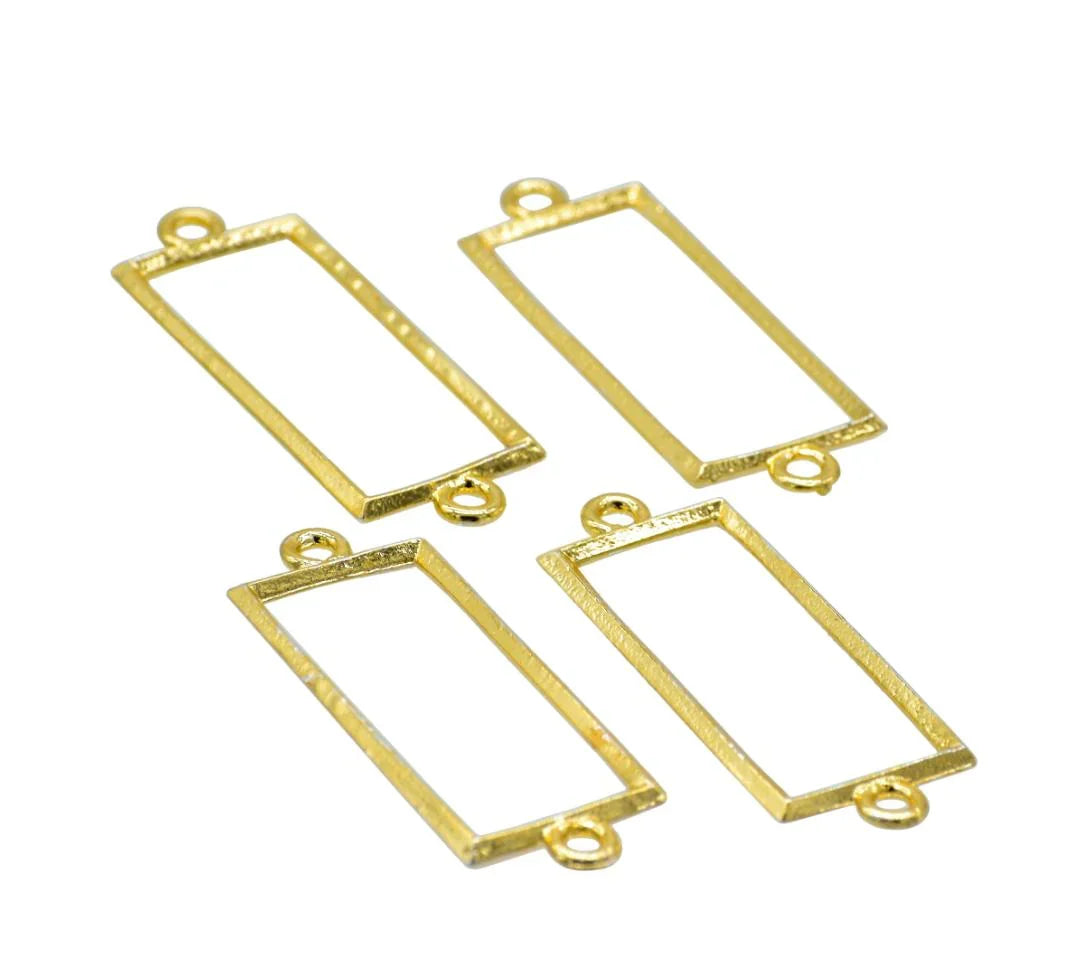Jags Diy Bracelet Bezel 4Pcs Gold Rectangle JDBG02