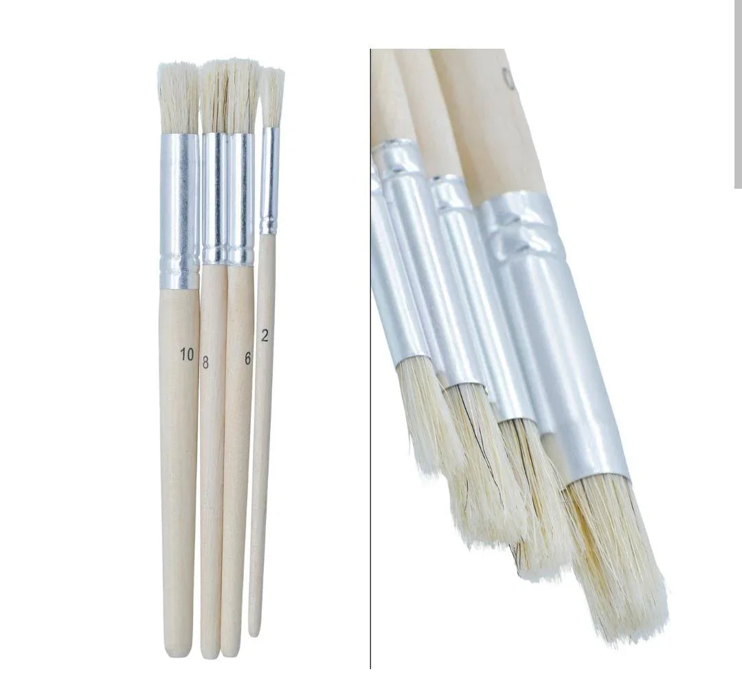Painting Brush Wooden Set OF 4 Pics 2/6/8/10 No BS58-4T3