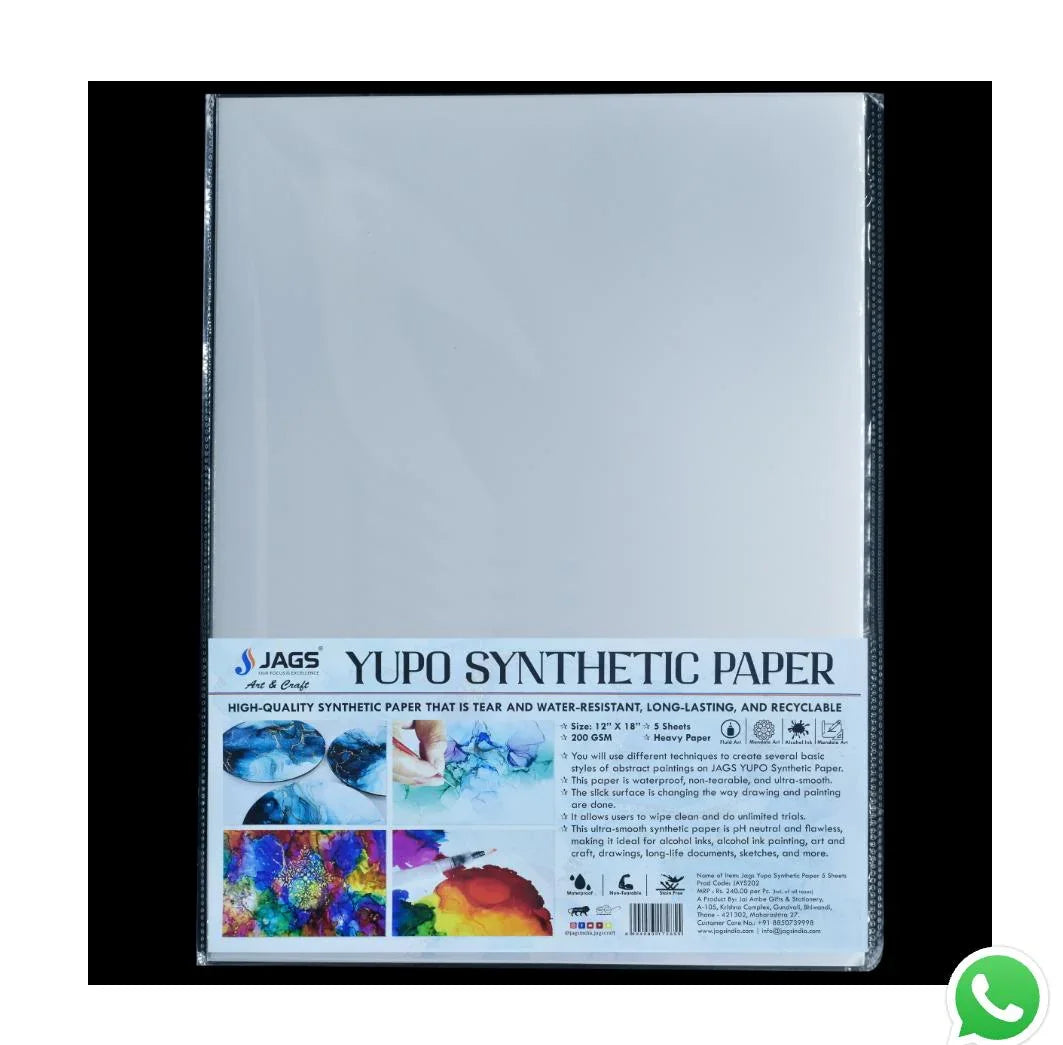 Jags Yupo Synthetic Paper 5 Sheets 200Gsm 12X18 Inch JAYS202