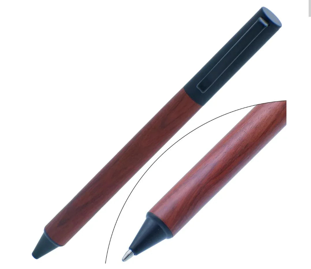 Roller Pen Wood Finish Half & Black Clip 805RPBK