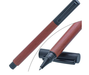Roller Pen Wood Finish Half & Black Clip 805RPBK