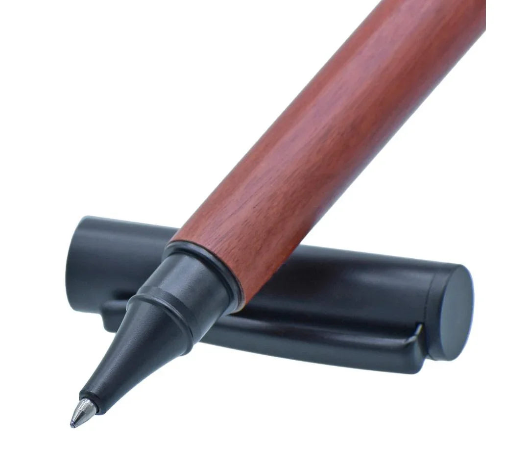 Roller Pen Wood Finish Half & Black Clip 805RPBK