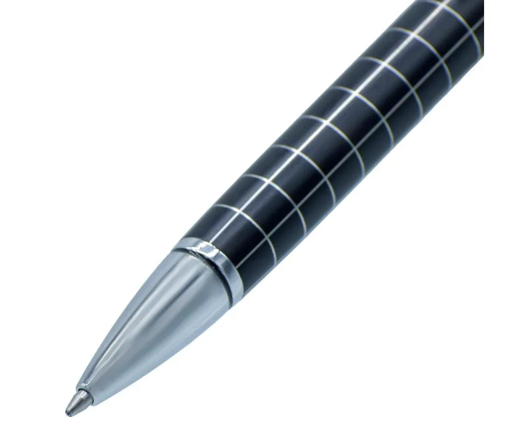 Ball Pen Black Silver Clip Checks 079BPSCC