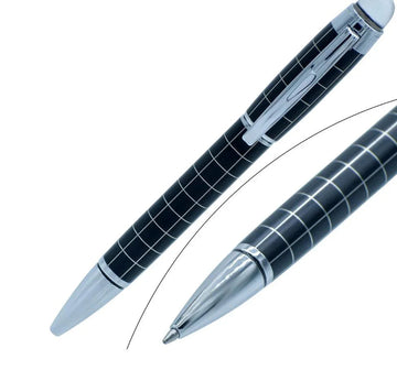 Ball Pen Black Silver Clip Checks 079BPSCC