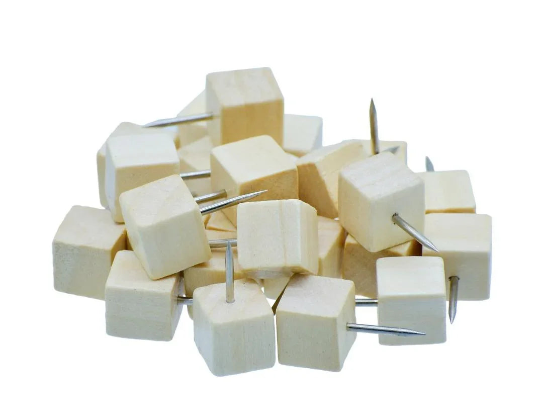 Wooden Soft Board Push Pin Cube Square 25Pcs WSBP01