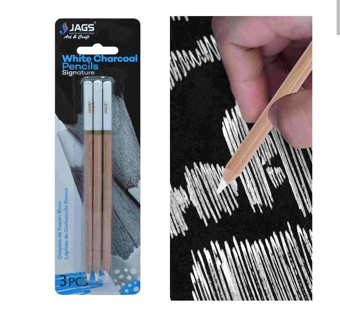 Jags White Charcoal Pencils 3 Piece SBT-3Y