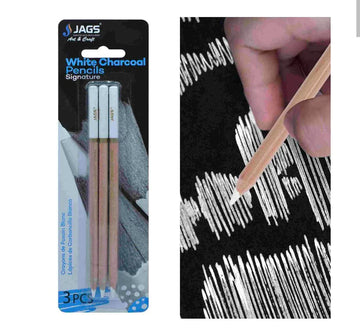 Jags White Charcoal Pencils 3 Piece SBT-3Y