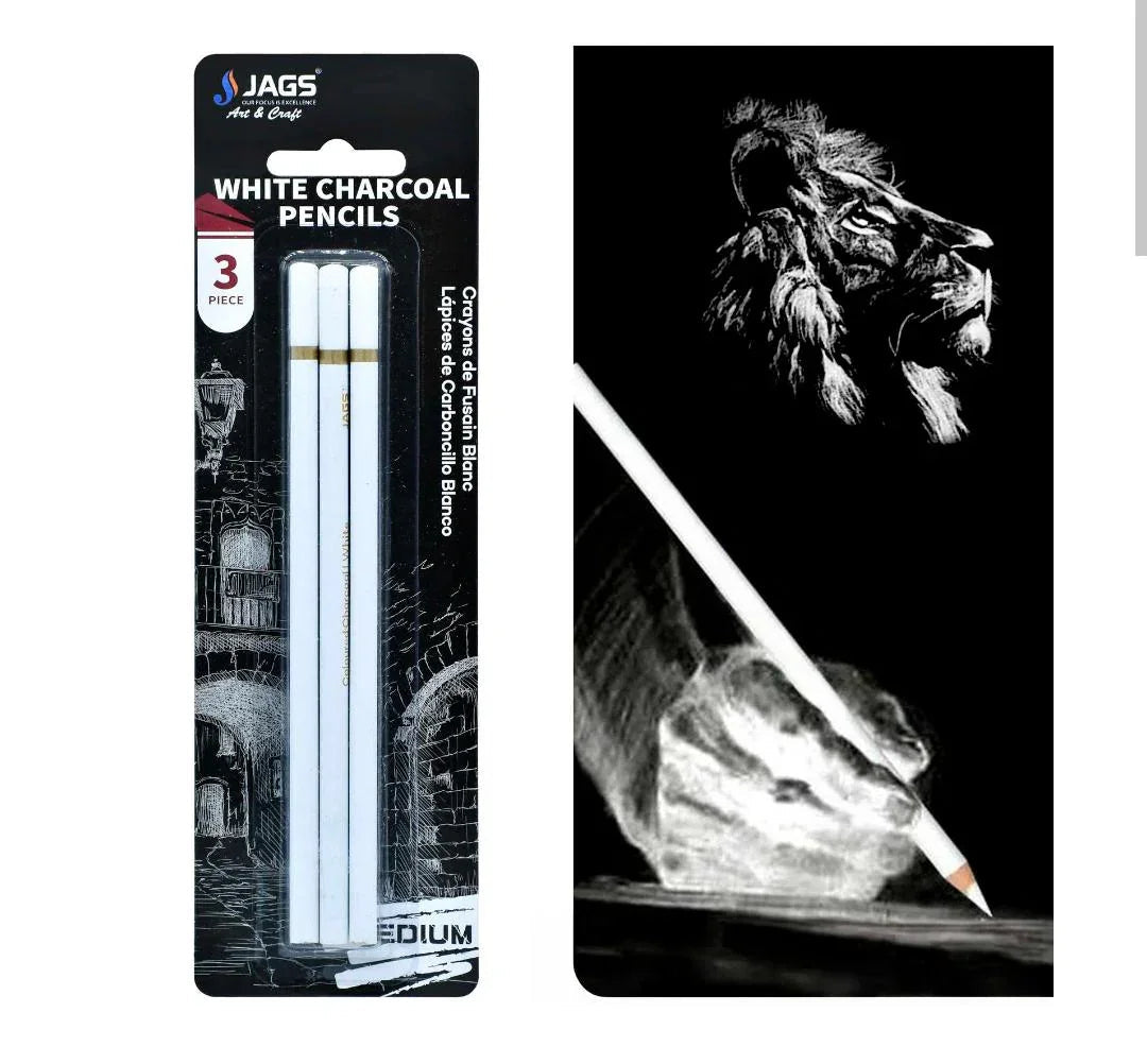 Jags White Charcoal Pencils 3 Piece SBT-3B
