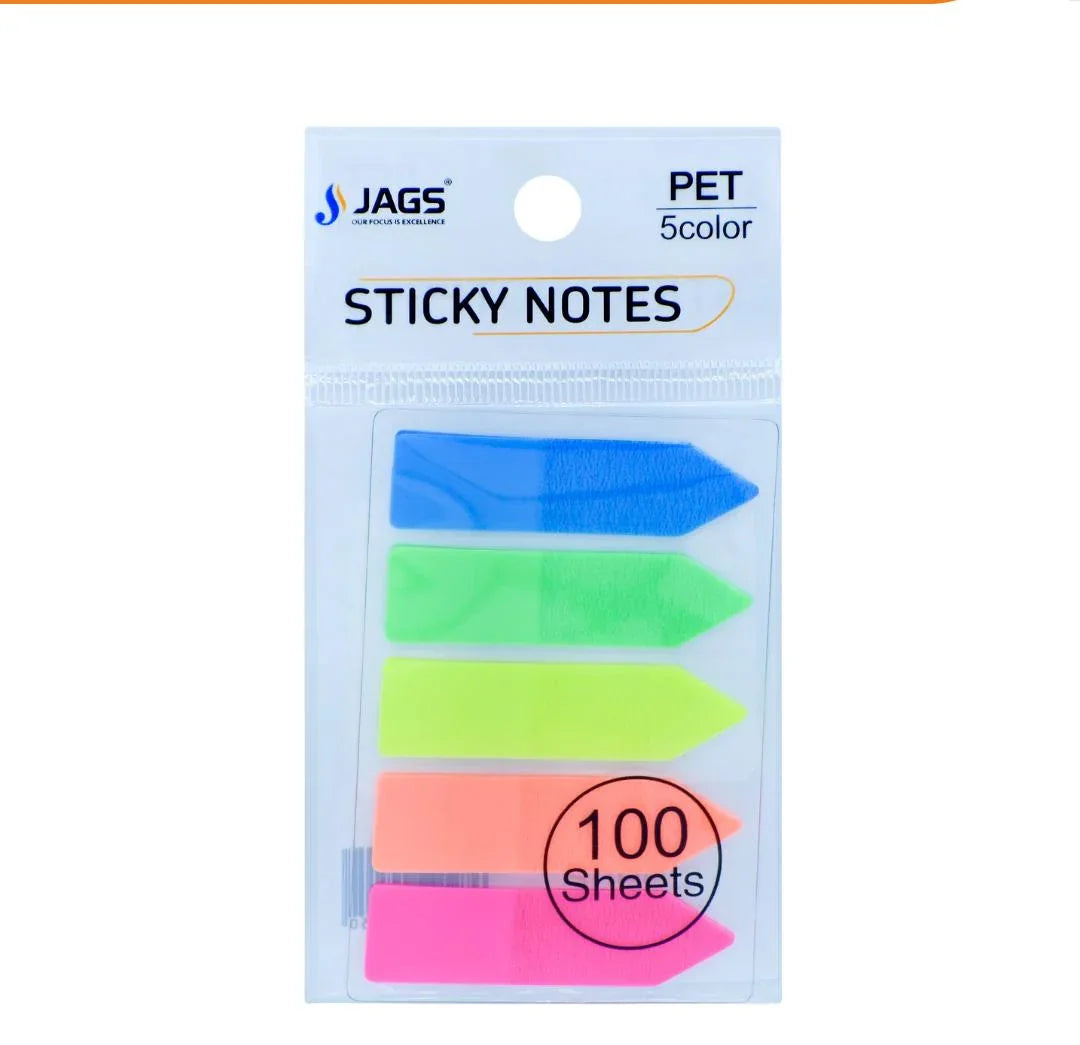 Jags Sticky Note Arow Neon 5 Colour 100 Sheets JSNA01