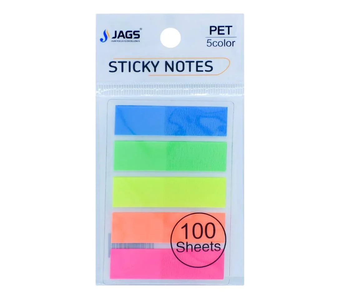 Jags Sticky Note Index Neon 5 Colour 100 Sheets JSNA06