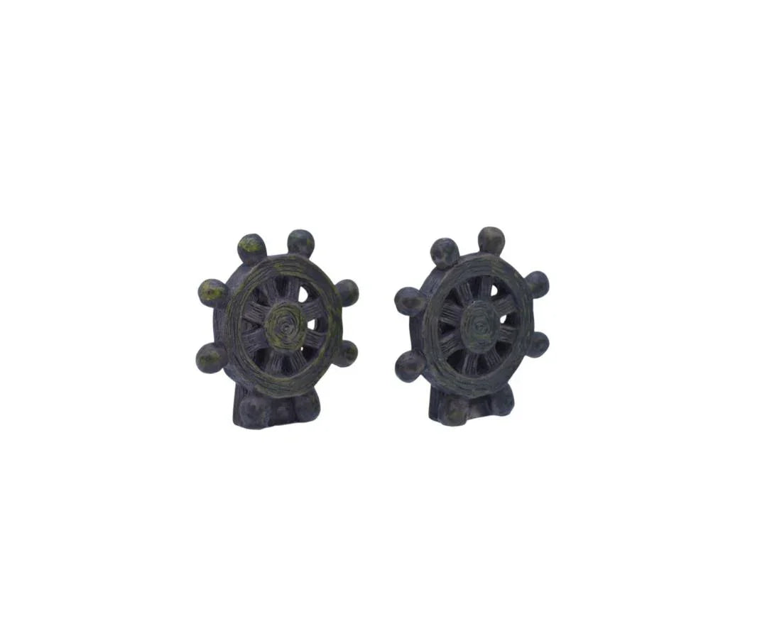 Miniature Ship Wheel Set Of 2 Pics C0784