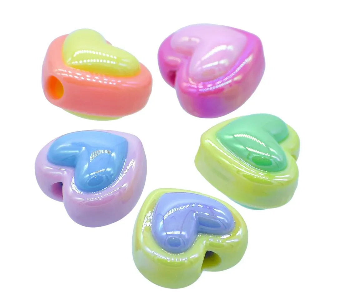 Jags Beads Two Colour Heart Set Of 5Pcs JCCP39