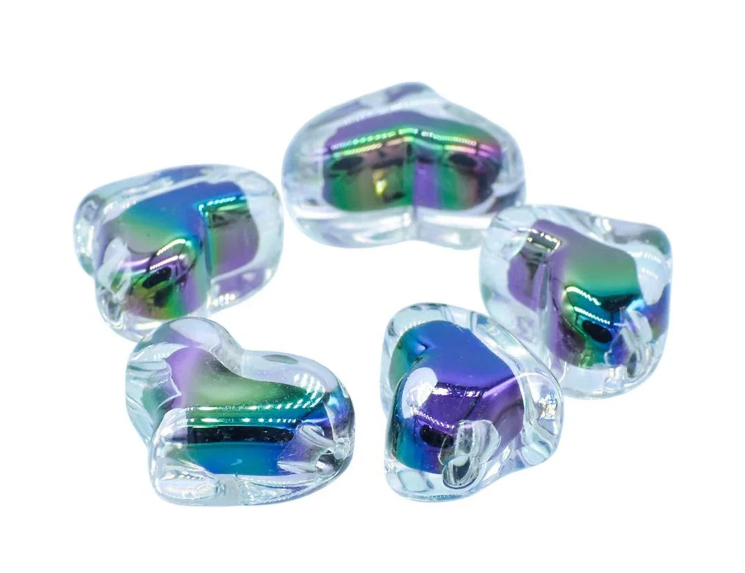 Jags Beads Two Colour Rainbow Heart Set Of 5Pcs JCCP46