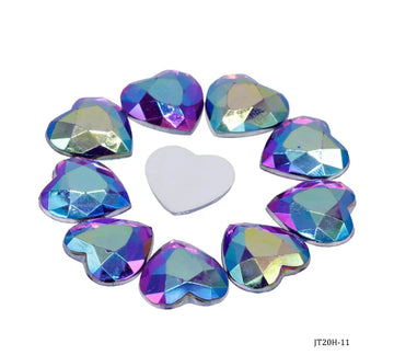 Jags Kundan Stone Diamond Heart Rainbow 1 T20 10Pcs JT20H-11