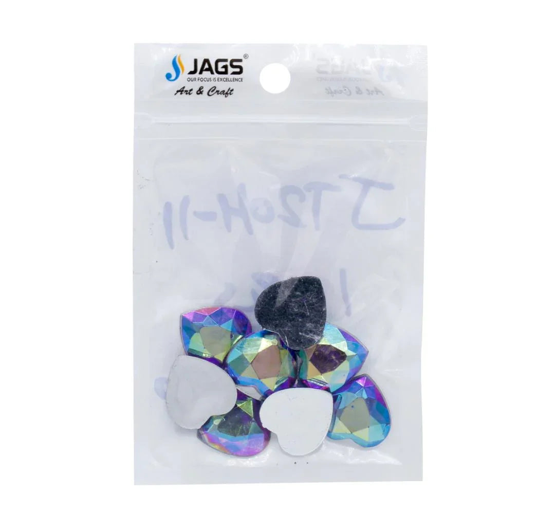 Jags Kundan Stone Diamond Heart Rainbow 1 T20 10Pcs JT20H-11