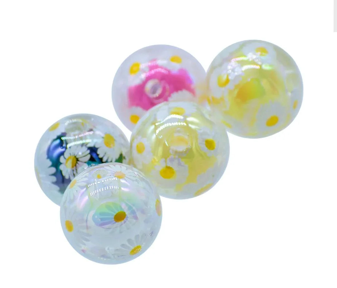 Jags Beads Flower Print Round Set Of 5 Pics JCPP03