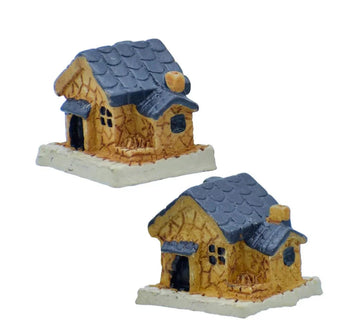 Miniature House Brown Set Of 2 Pics C0522-2