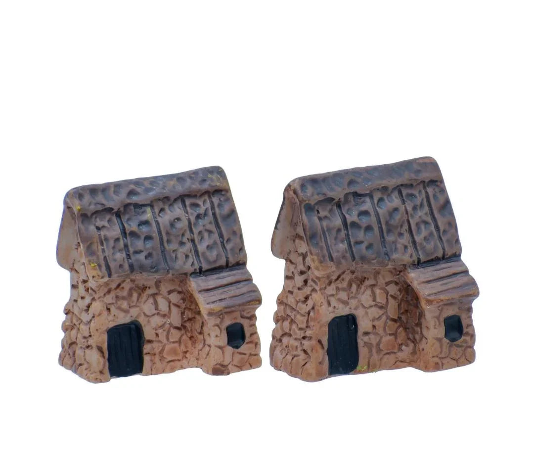 Miniature House Brown Set Of 2 Pics C0522-1