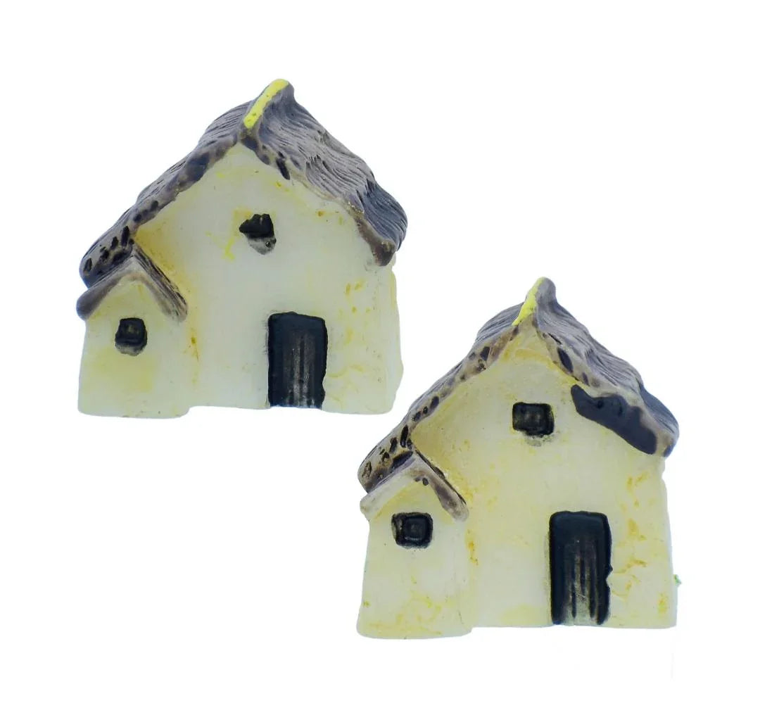 Miniature House Brown Set Of 2 Pics C0522-4