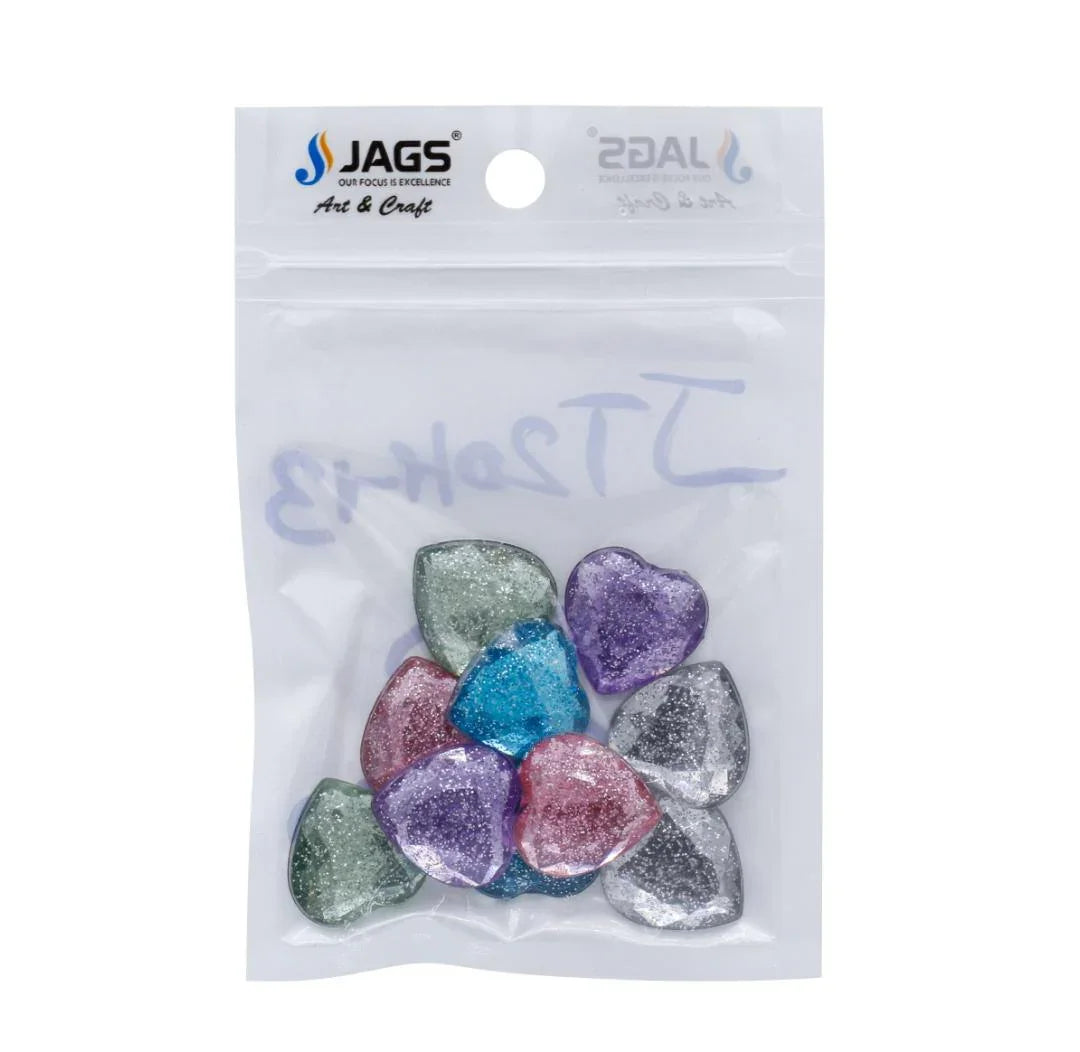 Jags Kundan Stone Diamond Heart Glitter T20 10Pcs JT20H-13