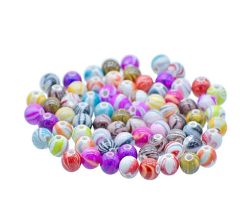 Jags Craft Beads Printed MultiColour 8MM 20Gsm JBPM8MM
