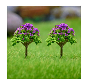 Artificial Miniature Tree Green & Purple 2 Pcs FU-40GPE