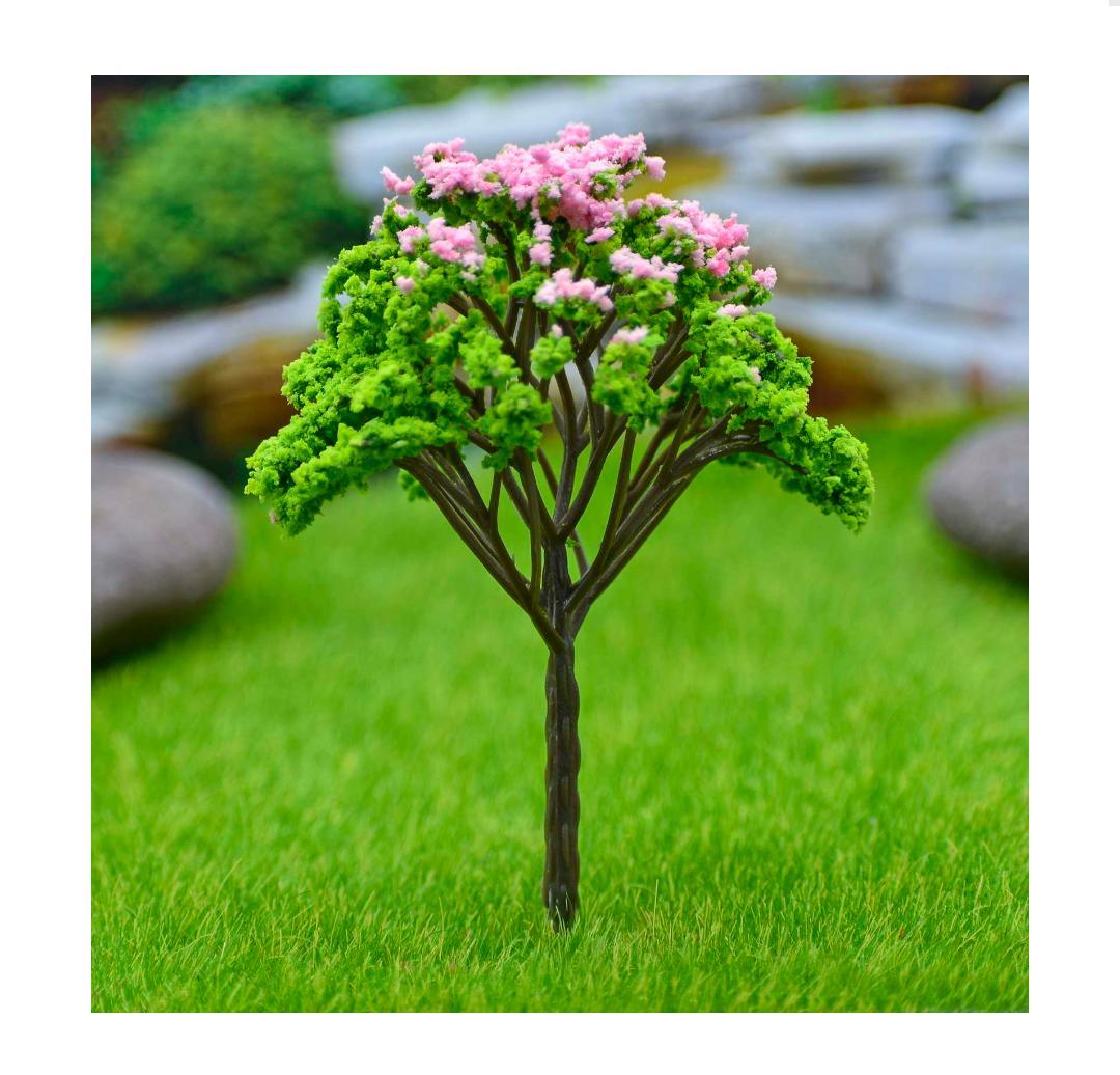Artificial Miniature Green & Light Pink Tree 1pc FU-120GLP