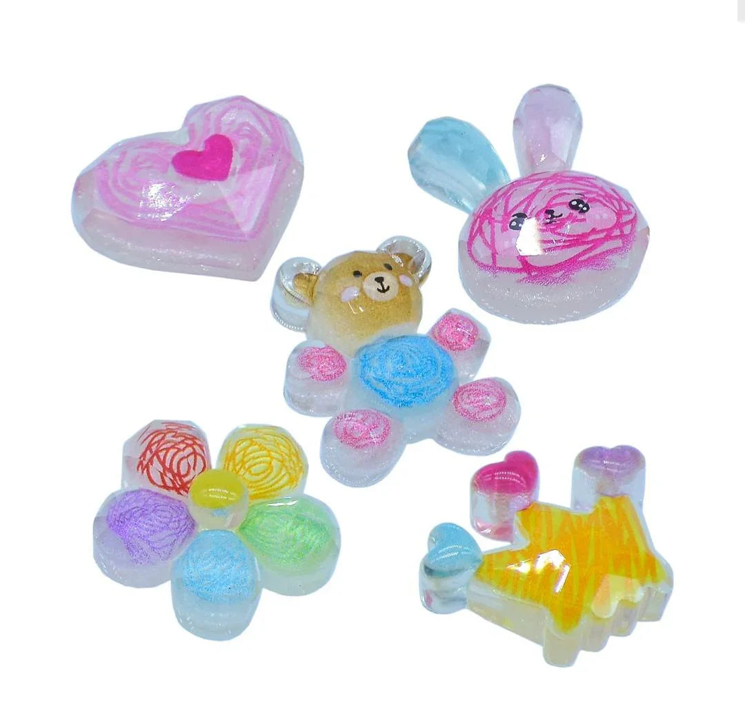 Miniature Crystal Teddy Set 5Pcs Mix Colour MMAN-60