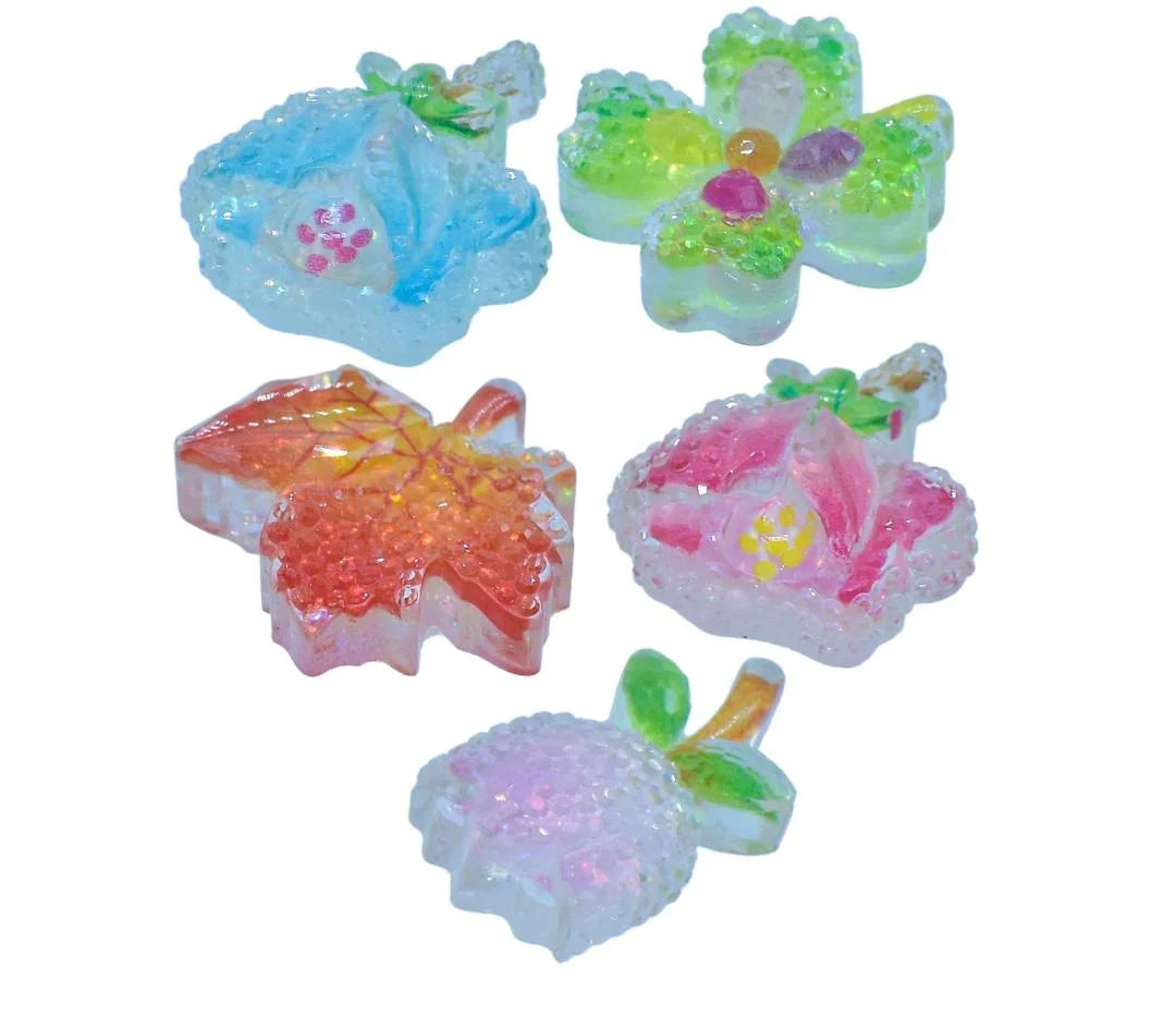 Miniature Crystal Leaf 5Pcs Mix Colour MMAN-57