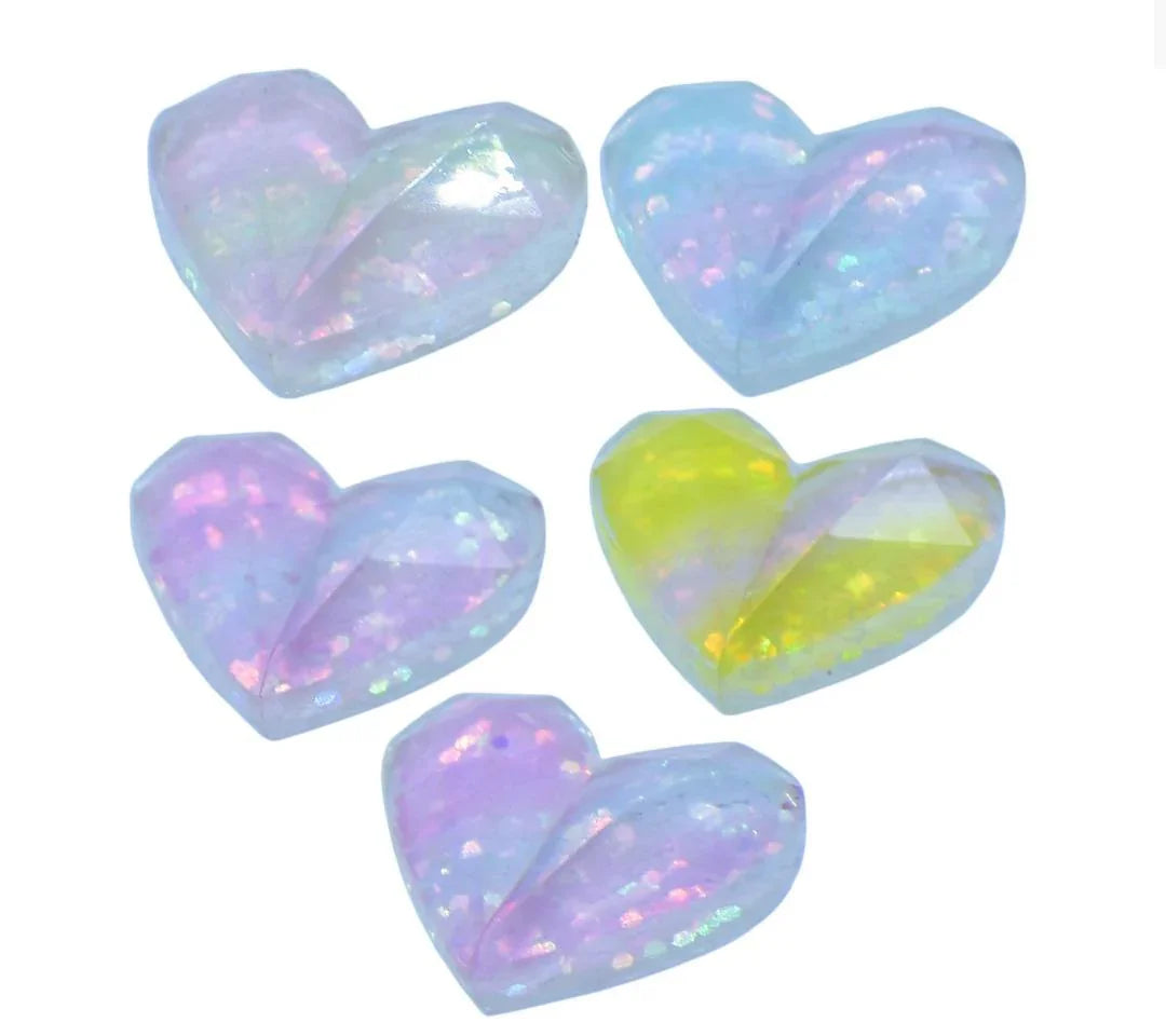 Miniature Crystal Heart 5Pcs Mix Colour MMAN-54