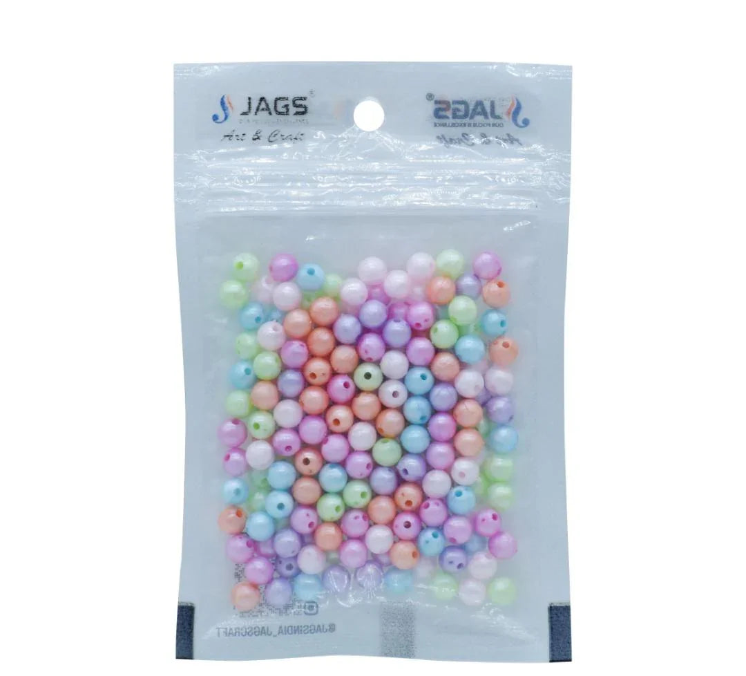 Jags Craft Beads Round Pastel Mix Colours 6MM 20Gsm JCBR01