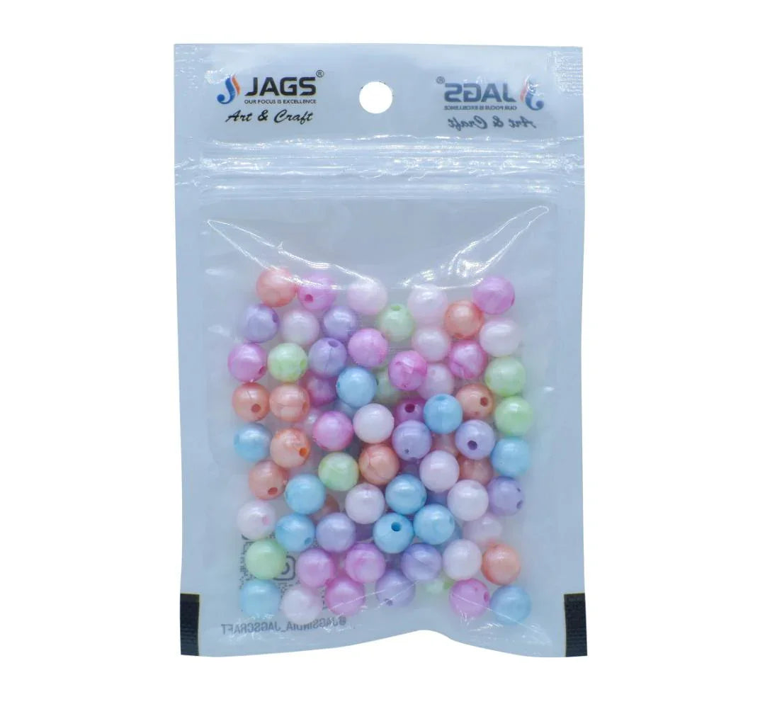 Jags Craft Beads Round Pastel Mix Colours 8MM 20Gsm JCBR02