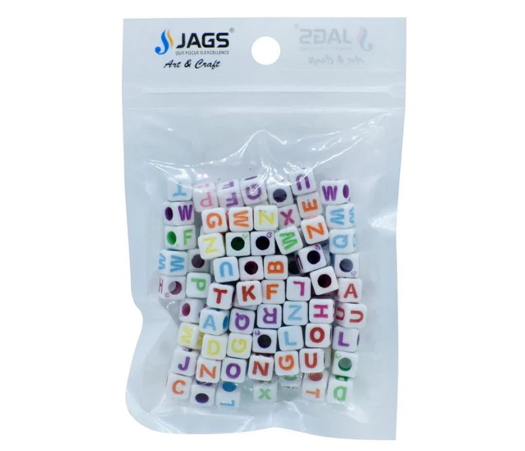 Jags Craft Beads Alphabet Square Big 25gm 7X7MM JCB207