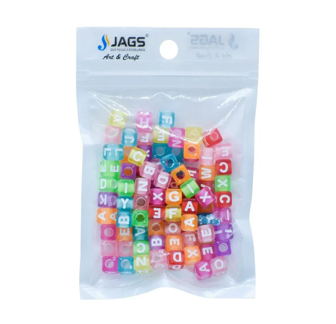 Jags Craft Beads Alphabet Square Big 25gm 7X7MM JCB205