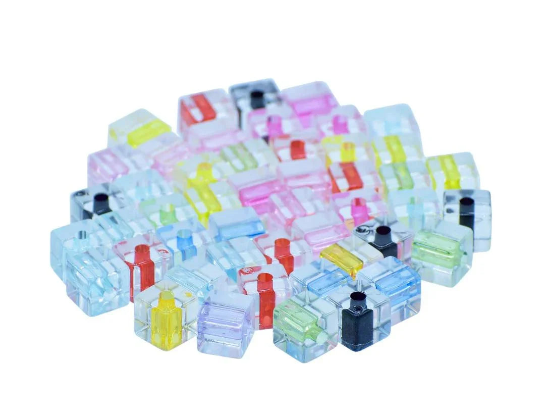Jags Beads Cube Transparent 2 Ton 25Gms JCCP14
