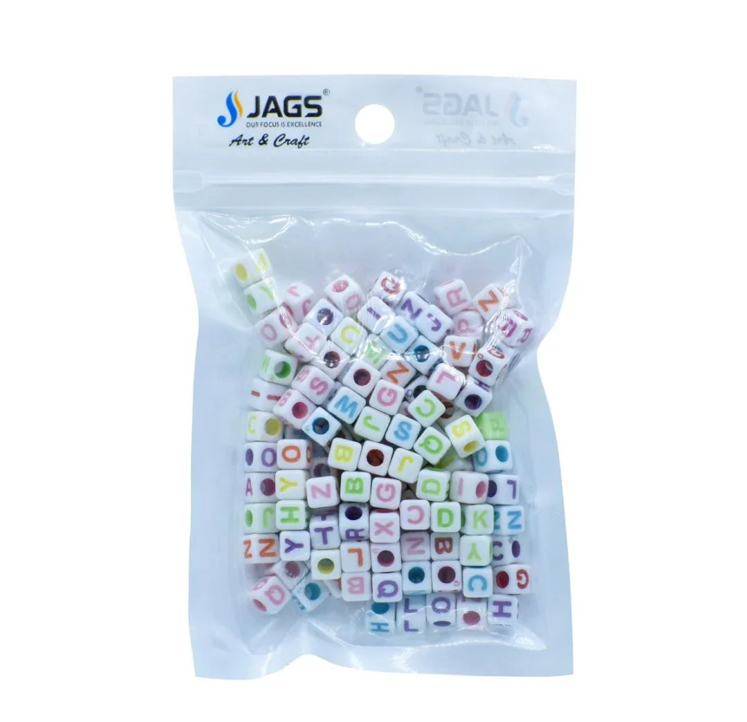 Jags Craft Beads Alphabet Square Small 25gm 6X6MM JCB206