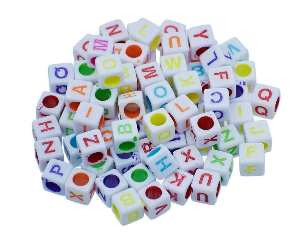 Jags Craft Beads Alphabet Square Big 25gm 8X8MM JCB218
