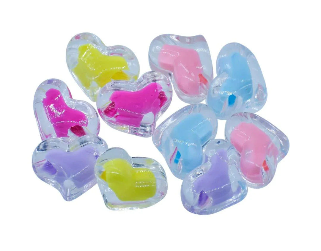 Jags Beads Two Ton Transparent Heart Set Of 10Pcs JCCP25