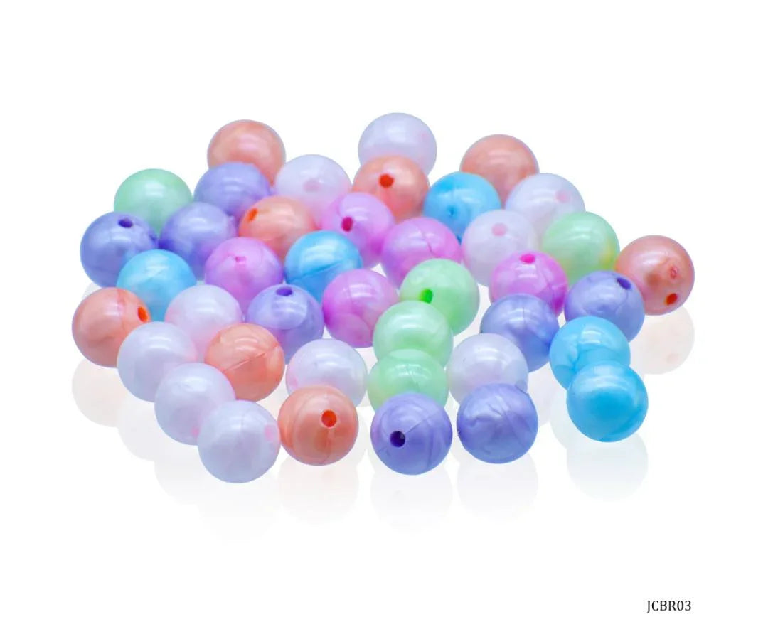 Jags Craft Beads Round Pastel Mix Colours 10MM 20Gsm JCBR03
